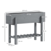 FIORIERA RIALZATA CON RIPIANO INFERIORE E 2 FORI DI DRENAGGIO IN LEGNO DI ABETE 100X30X70.5 CM GRIGIO