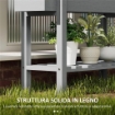 FIORIERA RIALZATA CON RIPIANO INFERIORE E 2 FORI DI DRENAGGIO IN LEGNO DI ABETE 100X30X70.5 CM GRIGIO