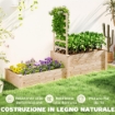 FIORIERA RIALZATA CON GRIGLIATO PER RAMPICANTI E DIVISORIO IN LEGNO DI ABETE 222X63X132 CM COLOR LEGNO