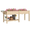 FIORIERA RIALZATA CON TAVOLINO LATERALE E RIPIANO PORTA ATTREZZI INFERIORE IN LEGNO DI ABETE 207X59X78 CM