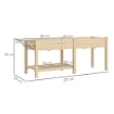 FIORIERA RIALZATA CON TAVOLINO LATERALE E RIPIANO PORTA ATTREZZI INFERIORE IN LEGNO DI ABETE 207X59X78 CM