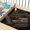 FIORIERA RIALZATA CON TAVOLINO LATERALE E RIPIANO PORTA ATTREZZI INFERIORE IN LEGNO DI ABETE 207X59X78 CM