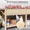 FIORIERA RIALZATA CON TAVOLINO LATERALE E RIPIANO PORTA ATTREZZI INFERIORE IN LEGNO DI ABETE 207X59X78 CM