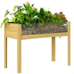 FIORIERA RIALZATA DA 118L CON 2 FORI DI DRENAGGIO E PARETI TRASPARENTI IN LEGNO DI ABETE 110X50X80 CM