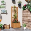 FIORIERA CON TRALICCIO PER RAMPICANTI CON FORO DI DRENAGGIO E FODERA IN LEGNO 40X40X120 CM MARRONE