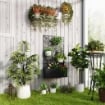 FIORIERA RIALZATA CON TRALICCIO DECORATIVO PER RAMPICANTI DA TERRA E PARETE 61X23X113 CM NERO