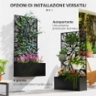 FIORIERA RIALZATA CON TRALICCIO DECORATIVO PER RAMPICANTI DA TERRA E PARETE 61X23X113 CM NERO