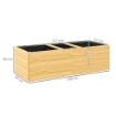 FIORIERA DA ESTERNO IN LEGNO DI ABETE DIVISA IN 3 AREE CON STRATO IN TESSUTO NON TESSUTO 140X60X40 CM