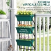 FIORIERA DA ESTERNO VERTICALE E 3 VASI PER PIANTE IN PLASTICA CON FORI DI DRENAGGIO 56X42X100 CM VERDE
