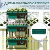 FIORIERA DA ESTERNO VERTICALE E 3 VASI PER PIANTE IN PLASTICA CON FORI DI DRENAGGIO 56X42X100 CM VERDE