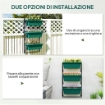 FIORIERA DA ESTERNO VERTICALE E 3 VASI PER PIANTE IN PLASTICA CON FORI DI DRENAGGIO 56X42X100 CM VERDE