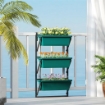 FIORIERA DA ESTERNO VERTICALE E 3 VASI PER PIANTE IN PLASTICA CON FORI DI DRENAGGIO 56X42X100 CM VERDE