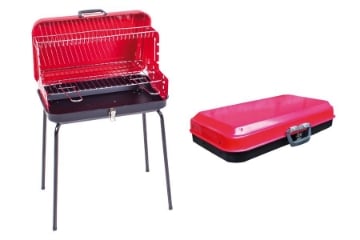 BARBECUE IN METALLO GRIGLIA ACCIAIO CROMATO RETTANGOLARE PIEGHEVOLE CON RIPIANO 50X30X14 CM 