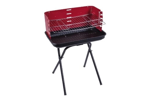 BARBECUE RETTANGOLARE PIEGHEVOLE GRIGLIA IN ACCIAIO CROMATO COLORE ROSSO E NERO 51X37X70 CM 