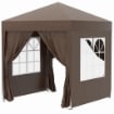 GAZEBO PIEGHEVOLE CON 4 PARETI RIMOVIBILI E BORSA DA TRASPORTO IN METALLO E POLIESTERE 2X2X2.4 M MARRONE