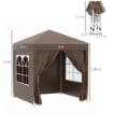 GAZEBO PIEGHEVOLE CON 4 PARETI RIMOVIBILI E BORSA DA TRASPORTO IN METALLO E POLIESTERE 2X2X2.4 M MARRONE