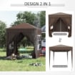 GAZEBO PIEGHEVOLE CON 4 PARETI RIMOVIBILI E BORSA DA TRASPORTO IN METALLO E POLIESTERE 2X2X2.4 M MARRONE