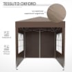 GAZEBO PIEGHEVOLE CON 4 PARETI RIMOVIBILI E BORSA DA TRASPORTO IN METALLO E POLIESTERE 2X2X2.4 M MARRONE