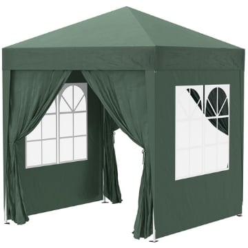 GAZEBO PIEGHEVOLE CON 4 PARETI RIMOVIBILI E BORSA DA TRASPORTO IN METALLO E POLIESTERE 2X2X2.4 CM VERDE