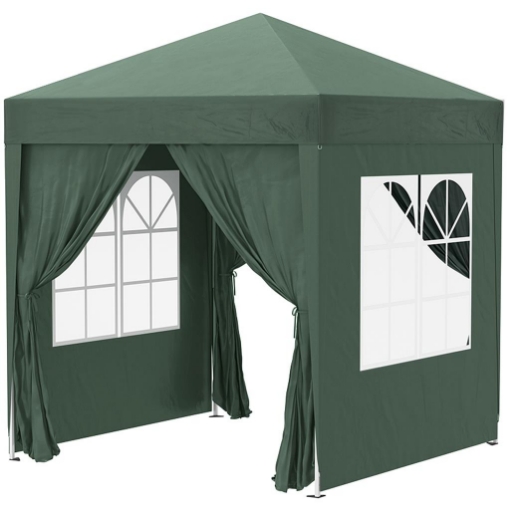 GAZEBO PIEGHEVOLE CON 4 PARETI RIMOVIBILI E BORSA DA TRASPORTO IN METALLO E POLIESTERE 2X2X2.4 CM VERDE