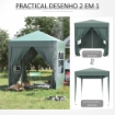 GAZEBO PIEGHEVOLE CON 4 PARETI RIMOVIBILI E BORSA DA TRASPORTO IN METALLO E POLIESTERE 2X2X2.4 CM VERDE