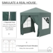 GAZEBO PIEGHEVOLE CON 4 PARETI RIMOVIBILI E BORSA DA TRASPORTO IN METALLO E POLIESTERE 2X2X2.4 CM VERDE