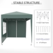 GAZEBO PIEGHEVOLE CON 4 PARETI RIMOVIBILI E BORSA DA TRASPORTO IN METALLO E POLIESTERE 2X2X2.4 CM VERDE