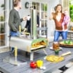 FORNO PER PIZZA A PELLET DI LEGNO CON PIETRA REFRATTARIA E PALA IN ACCIAIO INOX 79X36X75 CM ARGENTO