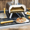 FORNO PER PIZZA A PELLET DI LEGNO CON PIETRA REFRATTARIA E PALA IN ACCIAIO INOX 79X36X75 CM ARGENTO