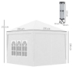 GAZEBO PIEGHEVOLE E IMPERMEABILE CON PANNELLI LATERALI IN ACCIAIO E TESSUTO OXFORD 2.95X2.95X2.58 CM BIANCO