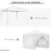 GAZEBO PIEGHEVOLE E IMPERMEABILE CON PANNELLI LATERALI IN ACCIAIO E TESSUTO OXFORD 2.95X2.95X2.58 CM BIANCO