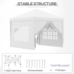 GAZEBO PIEGHEVOLE E IMPERMEABILE CON PANNELLI LATERALI IN ACCIAIO E TESSUTO OXFORD 2.95X2.95X2.58 CM BIANCO