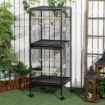 GABBIA VOLIERA PER UCCELLI PER INTERNI CON RUOTE E VASSOI ESTRAIBILI 51.5X50X140 CM NERO