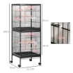 GABBIA VOLIERA PER UCCELLI PER INTERNI CON RUOTE E VASSOI ESTRAIBILI 51.5X50X140 CM NERO
