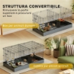 GABBIA PER ANIMALI PICCOLI 2 IN 1 COPERCHIO RIMOVIBILE E SEZIONI SEPARATE 121X61X61 CM NERO