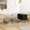 GABBIA PER ANIMALI PICCOLI MODULABILE CON CASETTE RIALZATE PER PORCELLINI D'INDIA E RICCI 140X70X52 CM NERO