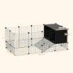 GABBIA PER ANIMALI PICCOLI MODULABILE CON CASETTE RIALZATE PER PORCELLINI D'INDIA E RICCI 140X70X52 CM NERO