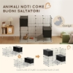 GABBIA PER ANIMALI PICCOLI MODULABILE CON CASETTE RIALZATE PER PORCELLINI D'INDIA E RICCI 140X70X52 CM NERO