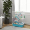 GABBIA PER CRICETI 6 LIVELLI CON TUNNEL RUOTA RAMPE CASETTA BOTTIGLIA E CIOTOLA 58X36X81 CM AZZURRO