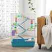 GABBIA PER CRICETI 6 LIVELLI CON TUNNEL RUOTA RAMPE CASETTA BOTTIGLIA E CIOTOLA 58X36X81 CM AZZURRO