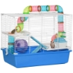 GABBIA PER CRICETI A 3 LIVELLI CON TUNNE CASETTA E RUOTA PER CRICETI 59X36X47CM BLU E BIANCO