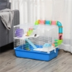 GABBIA PER CRICETI A 3 LIVELLI CON TUNNE CASETTA E RUOTA PER CRICETI 59X36X47CM BLU E BIANCO