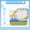 GABBIA PER CRICETI A 3 LIVELLI CON TUNNE CASETTA E RUOTA PER CRICETI 59X36X47CM BLU E BIANCO
