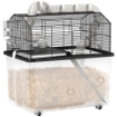 GABBIA PER CRICETI A 2 PIANI CON RUOTE TUBI CIOTOLA BOTTIGLIA E RAMPA 58X43X57 CM NERO