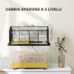 GABBIA PER CRICETI A 2 PIANI CON RUOTE TUBI CIOTOLA BOTTIGLIA E RAMPA 58X43X57 CM NERO