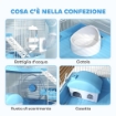 GABBIA PER CRICETI A 3 PIANI CON CASETTA RUOTA CIOTOLA PER CIBO BOTTIGLIA E TUBI 47.X31.5X29.5 CM AZZURRO