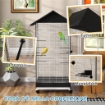 GABBIA PER UCCELLI CON RUOTE E VASSOIO ESTRAIBILE VOLIERA ALTA 155 CM CON POSATOI E MANGIATOIE NERO