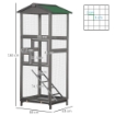 GABBIA PER UCCELLI ALTA 165CM IN LEGNO DA ESTERNO CON 2 PORTE E VASSOIO ESTRAIBILE 68X63X165 CM GRIGIO CHIARO