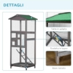 GABBIA PER UCCELLI ALTA 165CM IN LEGNO DA ESTERNO CON 2 PORTE E VASSOIO ESTRAIBILE 68X63X165 CM GRIGIO CHIARO