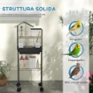 GABBIA PER UCCELLI CON PIEDISTALLO RUOTE GIREVOLI RIPIANO E ACCESSORI 46X36X120 CM NERO